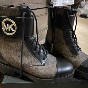 Michael Kors Black and Brown Combat Boots